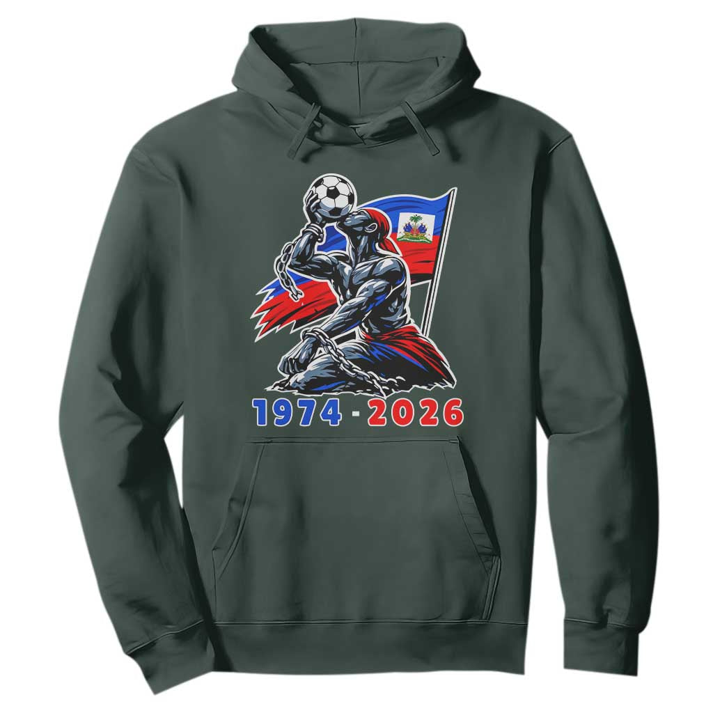 Haiti Soccer Tournament History 1974 to 2026 Hoodie Powerful Haitian Broken Chains National Flag Football Fans