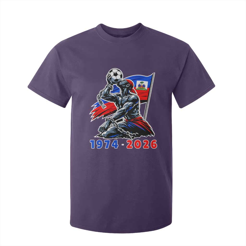 Haiti Soccer Tournament History 1974 to 2026 T Shirt For Kid Powerful Haitian Broken Chains National Flag Football Fans