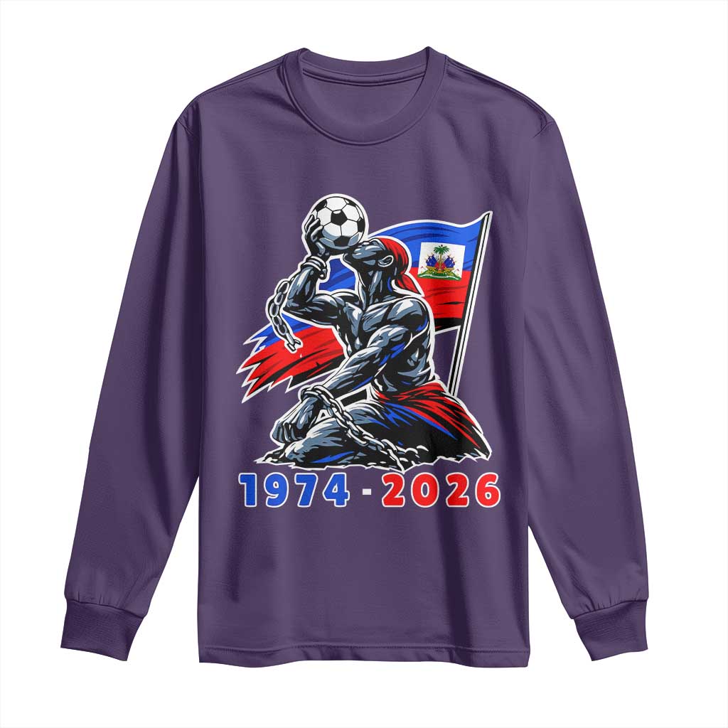 Haiti Soccer Tournament History 1974 to 2026 Long Sleeve Shirt Powerful Haitian Broken Chains National Flag Football Fans