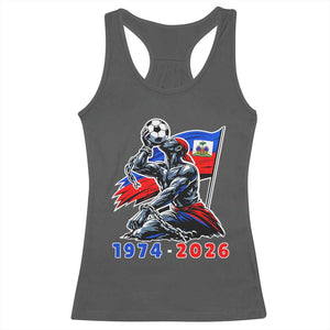 Haiti Soccer Tournament History 1974 to 2026 Racerback Tank Top Powerful Haitian Broken Chains National Flag Football Fans