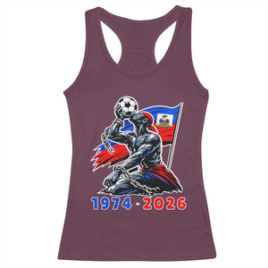 Haiti Soccer Tournament History 1974 to 2026 Racerback Tank Top Powerful Haitian Broken Chains National Flag Football Fans