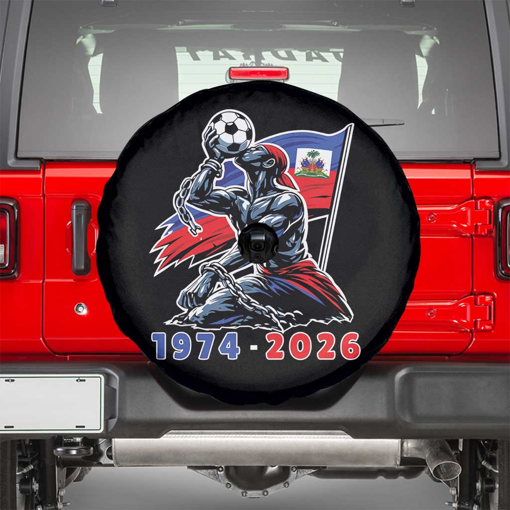 Haiti Soccer Tournament History 1974 to 2026 Spare Tire Cover Powerful Haitian Broken Chains National Flag Football Fans