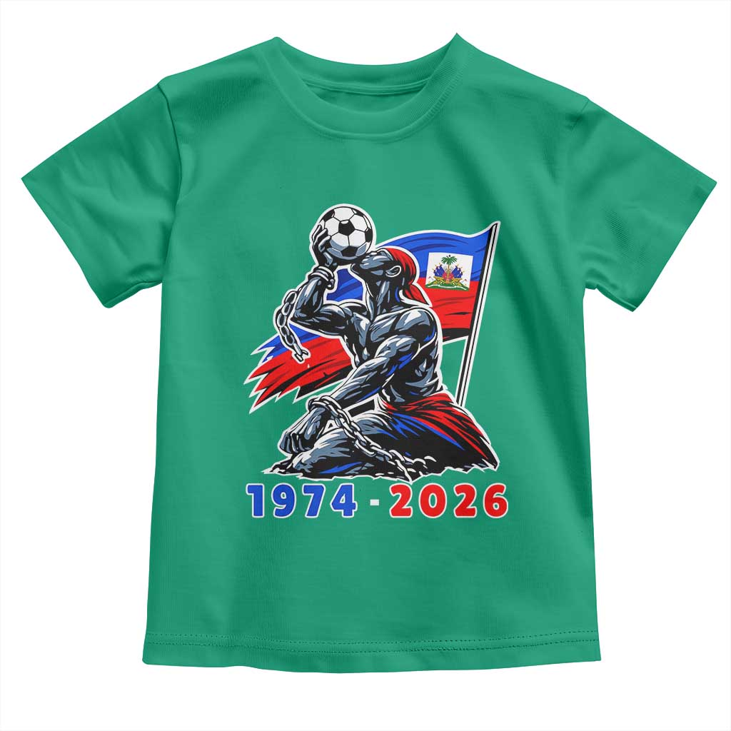 Haiti Soccer Tournament History 1974 to 2026 Toddler T Shirt Powerful Haitian Broken Chains National Flag Football Fans