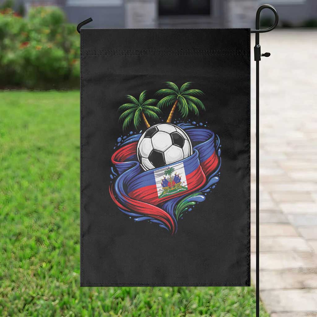 Haitian Flag Soccer Ball Graphic Garden Flag Tropical Palm Trees Caribbean Haiti Football Fans Pride