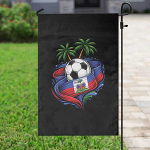 Haitian Flag Soccer Ball Graphic Garden Flag Tropical Palm Trees Caribbean Haiti Football Fans Pride
