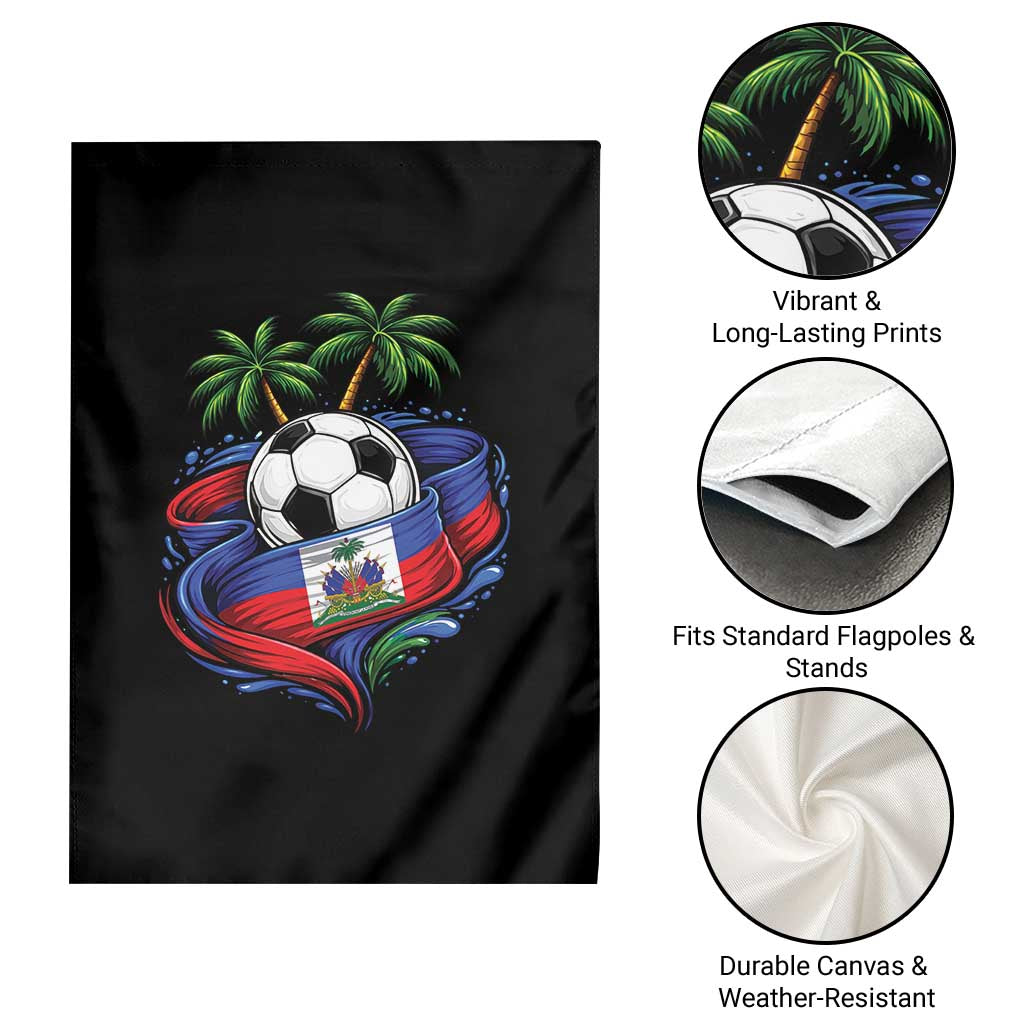 Haitian Flag Soccer Ball Graphic Garden Flag Tropical Palm Trees Caribbean Haiti Football Fans Pride