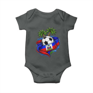 Haitian Flag Soccer Ball Graphic Baby Onesie Tropical Palm Trees Caribbean Haiti Football Fans Pride