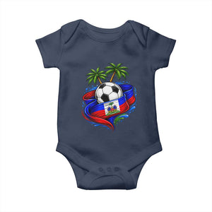 Haitian Flag Soccer Ball Graphic Baby Onesie Tropical Palm Trees Caribbean Haiti Football Fans Pride