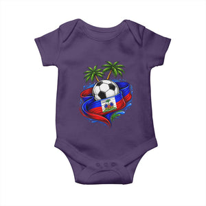 Haitian Flag Soccer Ball Graphic Baby Onesie Tropical Palm Trees Caribbean Haiti Football Fans Pride