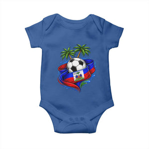 Haitian Flag Soccer Ball Graphic Baby Onesie Tropical Palm Trees Caribbean Haiti Football Fans Pride