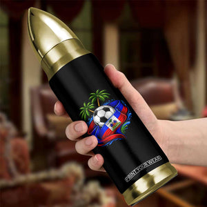 Haitian Flag Soccer Ball Graphic Bullet Tumbler Tropical Palm Trees Caribbean Haiti Football Fans Pride