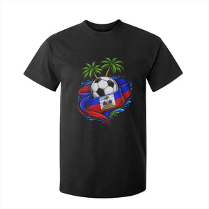 Haitian Flag Soccer Ball Graphic T Shirt For Kid Tropical Palm Trees Caribbean Haiti Football Fans Pride