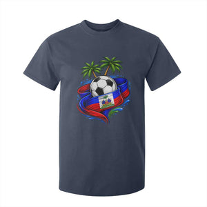 Haitian Flag Soccer Ball Graphic T Shirt For Kid Tropical Palm Trees Caribbean Haiti Football Fans Pride