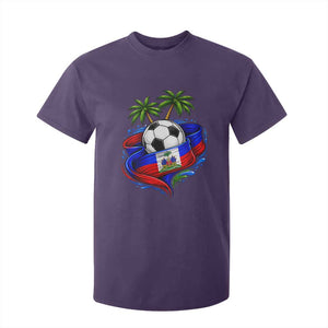 Haitian Flag Soccer Ball Graphic T Shirt For Kid Tropical Palm Trees Caribbean Haiti Football Fans Pride