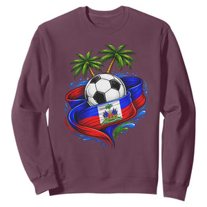 Haitian Flag Soccer Ball Graphic Sweatshirt Tropical Palm Trees Caribbean Haiti Football Fans Pride
