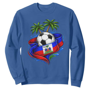 Haitian Flag Soccer Ball Graphic Sweatshirt Tropical Palm Trees Caribbean Haiti Football Fans Pride