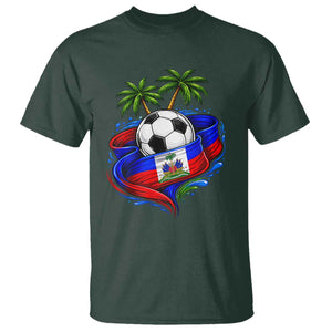 Haitian Flag Soccer Ball Graphic T Shirt Tropical Palm Trees Caribbean Haiti Football Fans Pride