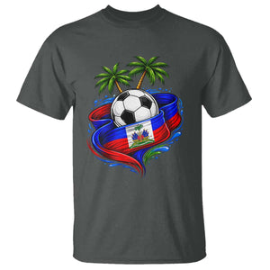 Haitian Flag Soccer Ball Graphic T Shirt Tropical Palm Trees Caribbean Haiti Football Fans Pride