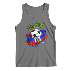 Haitian Flag Soccer Ball Graphic Tank Top Tropical Palm Trees Caribbean Haiti Football Fans Pride