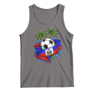 Haitian Flag Soccer Ball Graphic Tank Top Tropical Palm Trees Caribbean Haiti Football Fans Pride