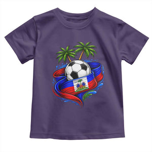 Haitian Flag Soccer Ball Graphic Toddler T Shirt Tropical Palm Trees Caribbean Haiti Football Fans Pride