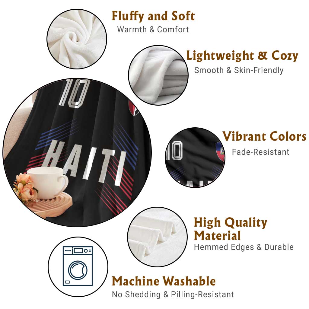 Haiti Soccer Sports Graphic Number 10 Jersey Style Throw Blanket Proud Haitian Football Fans Game Day Pride