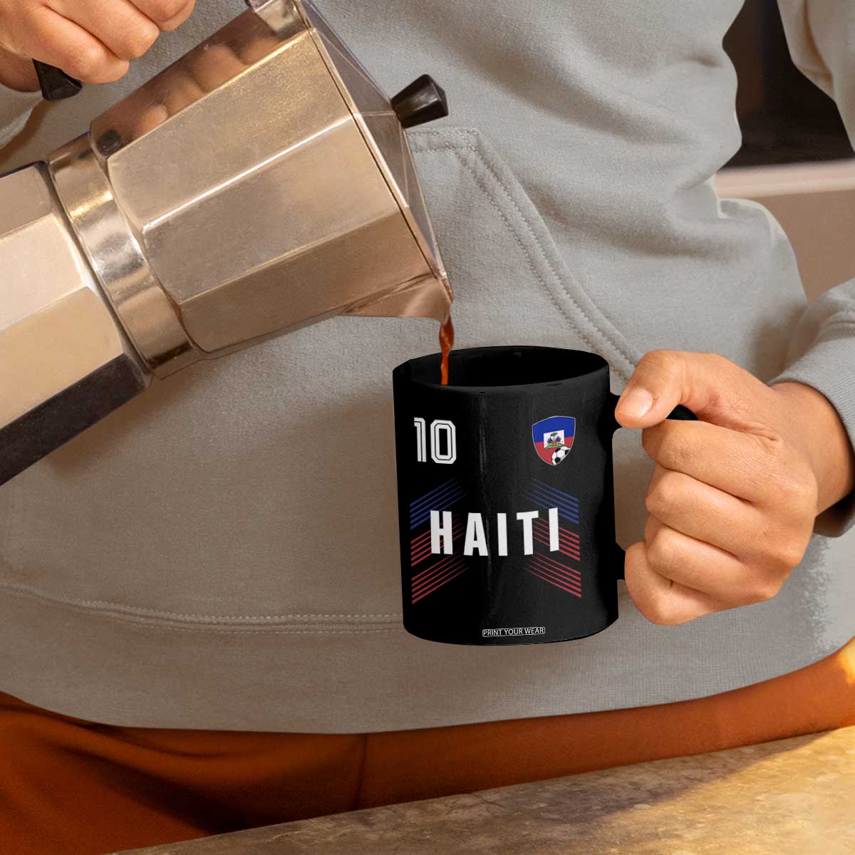 Haiti Soccer Sports Graphic Number 10 Jersey Style Coffee Mug Proud Haitian Football Fans Game Day Pride