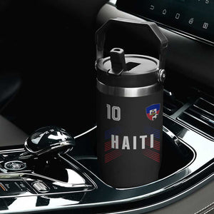Haiti Soccer Sports Graphic Number 10 Jersey Style Flip Straw Tumbler Proud Haitian Football Fans Game Day Pride