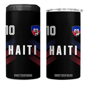 Haiti Soccer Sports Graphic Number 10 Jersey Style 4 in 1 Can Cooler Tumbler Proud Haitian Football Fans Game Day Pride
