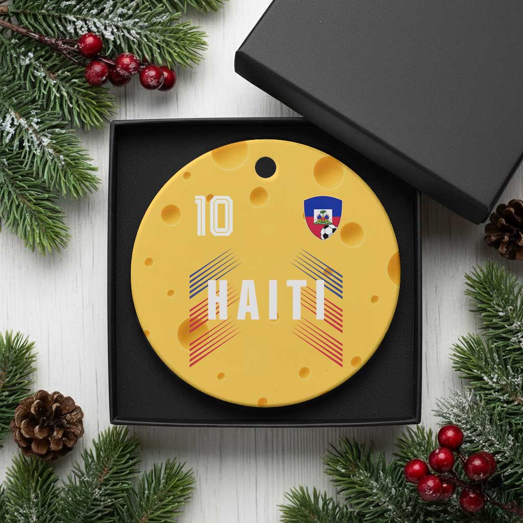 Haiti Soccer Sports Graphic Number 10 Jersey Style Ceramic Ornament Proud Haitian Football Fans Game Day Pride