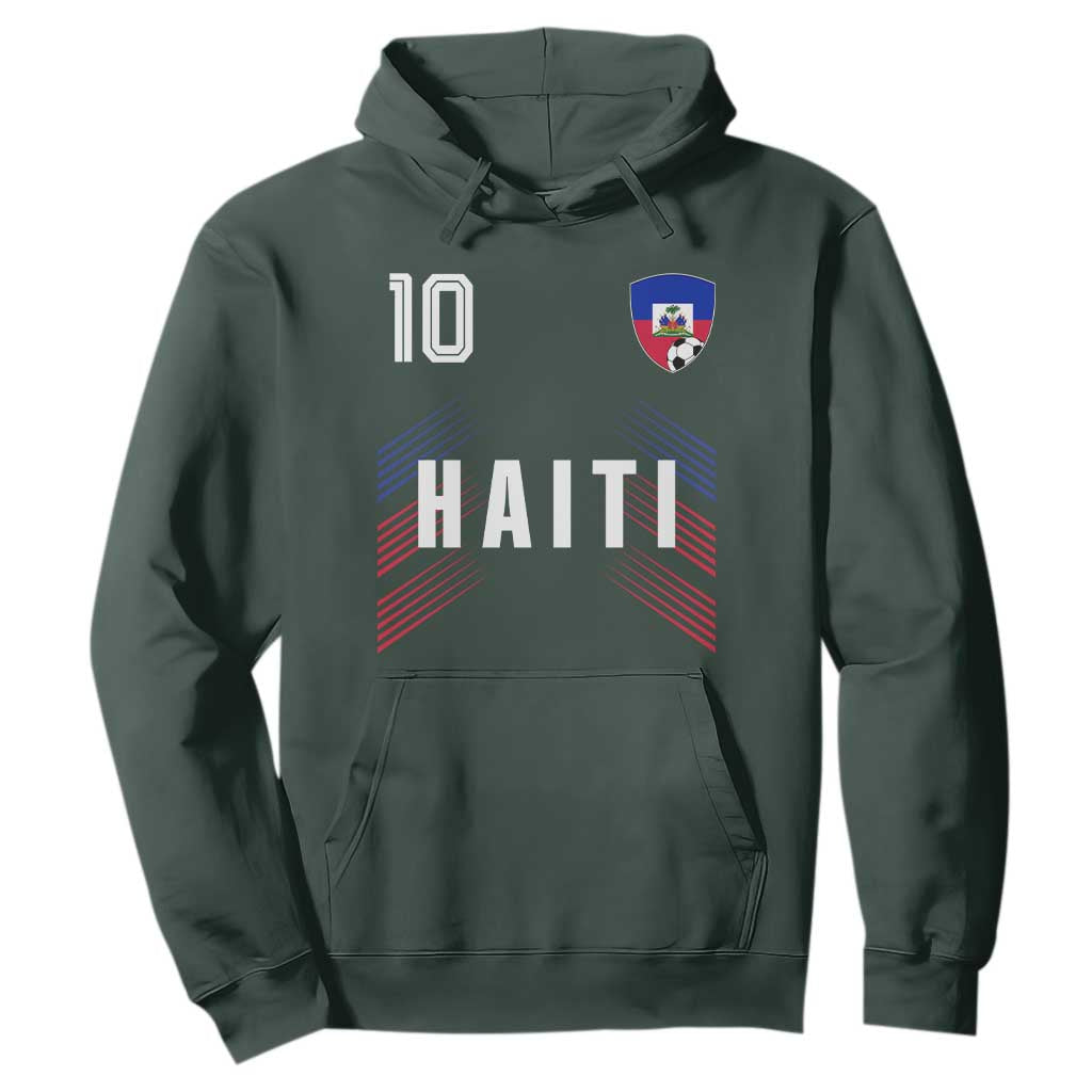 Haiti Soccer Sports Graphic Number 10 Jersey Style Hoodie Proud Haitian Football Fans Game Day Pride