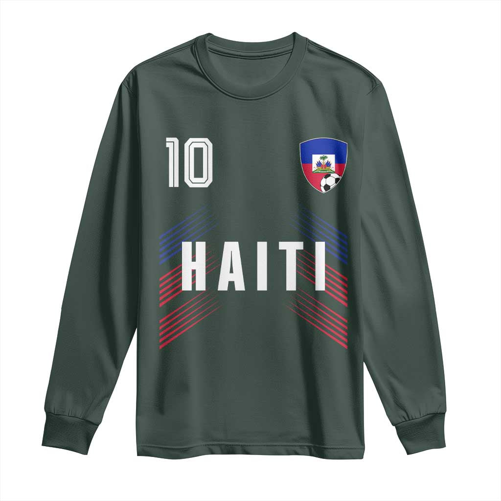 Haiti Soccer Sports Graphic Number 10 Jersey Style Long Sleeve Shirt Proud Haitian Football Fans Game Day Pride