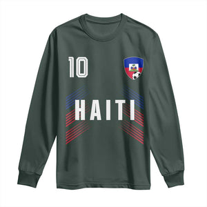 Haiti Soccer Sports Graphic Number 10 Jersey Style Long Sleeve Shirt Proud Haitian Football Fans Game Day Pride