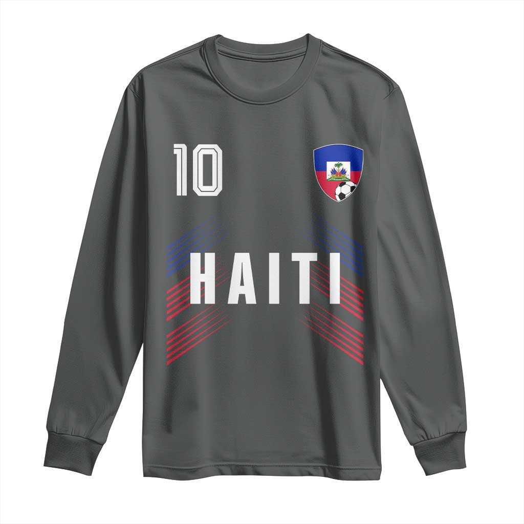 Haiti Soccer Sports Graphic Number 10 Jersey Style Long Sleeve Shirt Proud Haitian Football Fans Game Day Pride