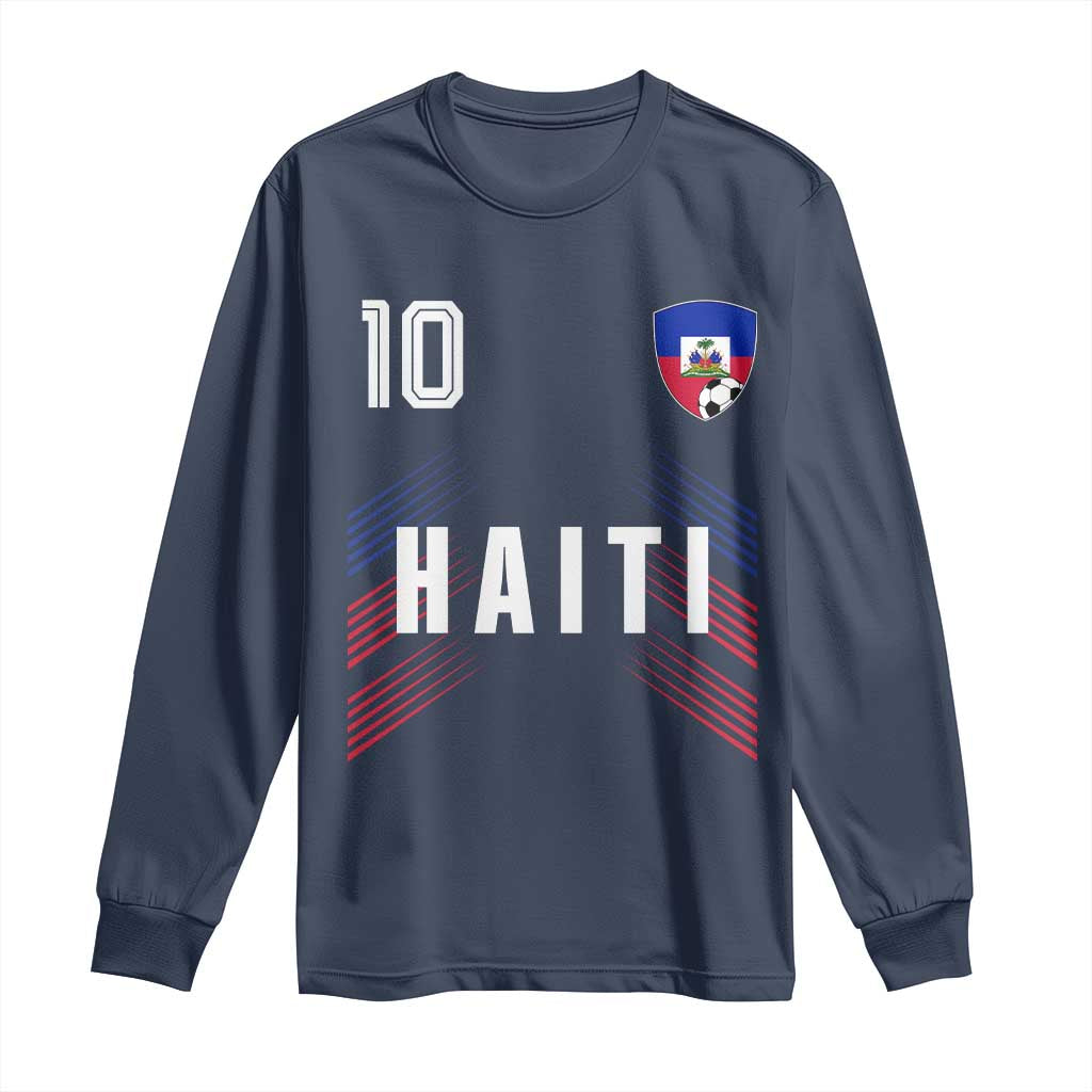 Haiti Soccer Sports Graphic Number 10 Jersey Style Long Sleeve Shirt Proud Haitian Football Fans Game Day Pride