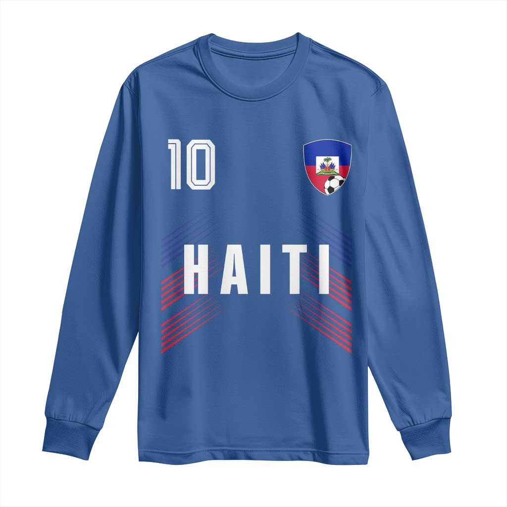 Haiti Soccer Sports Graphic Number 10 Jersey Style Long Sleeve Shirt Proud Haitian Football Fans Game Day Pride