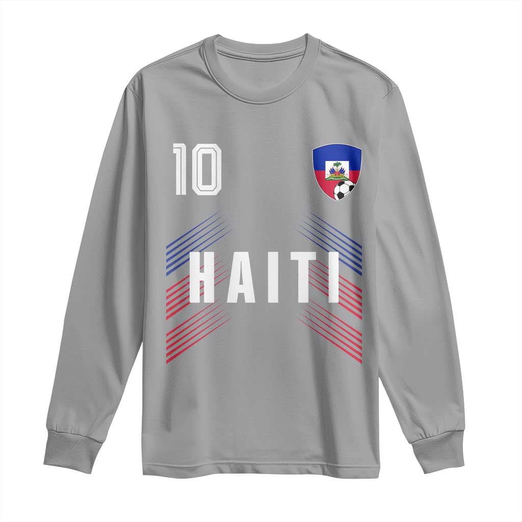 Haiti Soccer Sports Graphic Number 10 Jersey Style Long Sleeve Shirt Proud Haitian Football Fans Game Day Pride