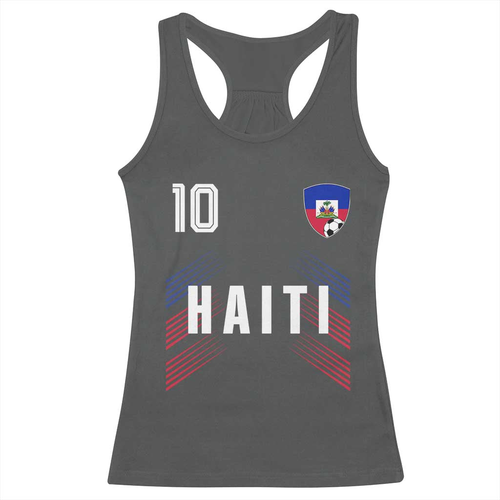 Haiti Soccer Sports Graphic Number 10 Jersey Style Racerback Tank Top Proud Haitian Football Fans Game Day Pride