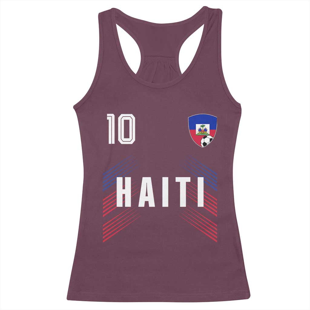 Haiti Soccer Sports Graphic Number 10 Jersey Style Racerback Tank Top Proud Haitian Football Fans Game Day Pride