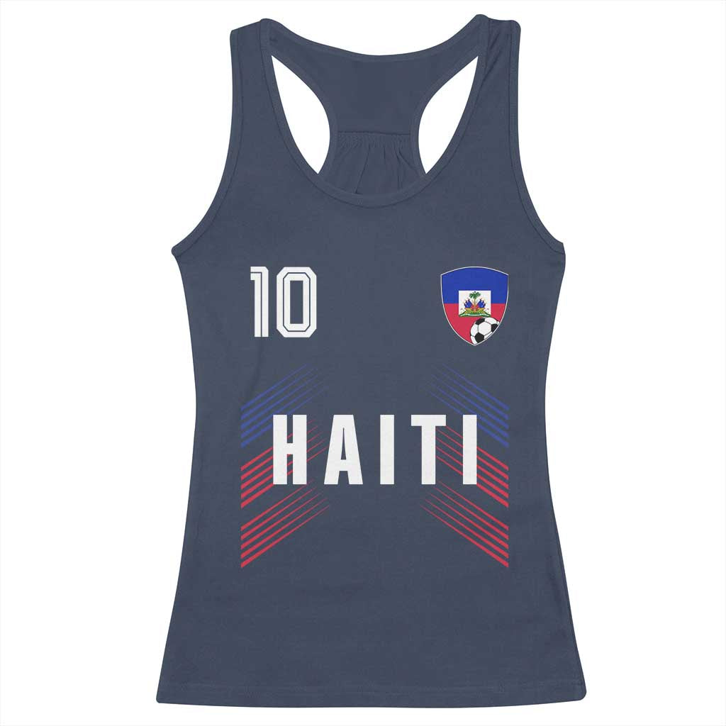 Haiti Soccer Sports Graphic Number 10 Jersey Style Racerback Tank Top Proud Haitian Football Fans Game Day Pride