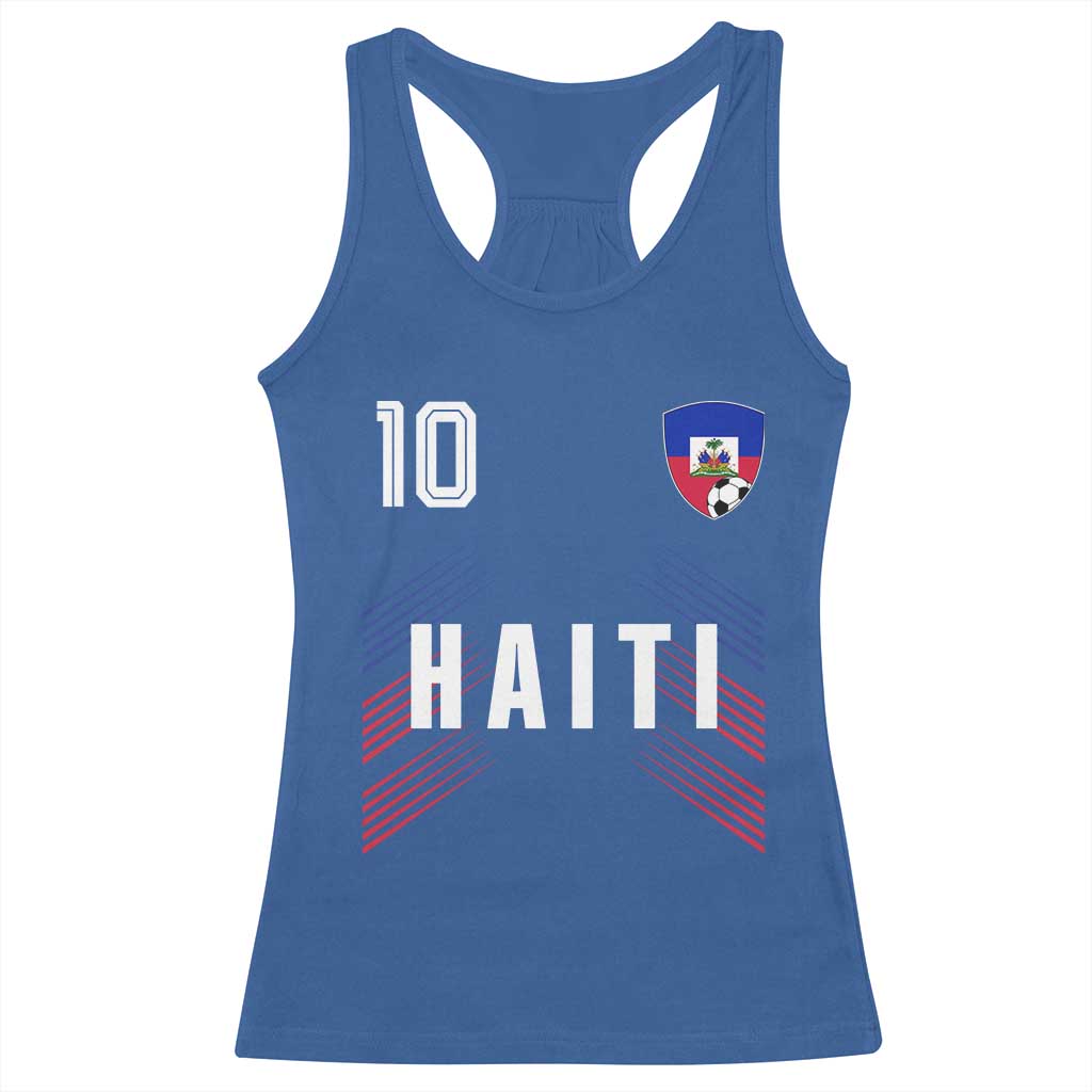 Haiti Soccer Sports Graphic Number 10 Jersey Style Racerback Tank Top Proud Haitian Football Fans Game Day Pride