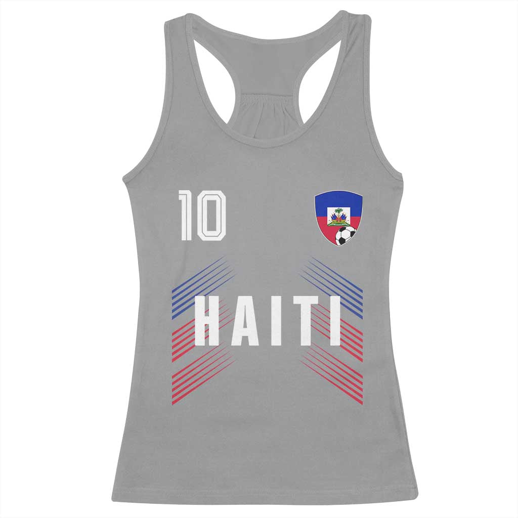 Haiti Soccer Sports Graphic Number 10 Jersey Style Racerback Tank Top Proud Haitian Football Fans Game Day Pride