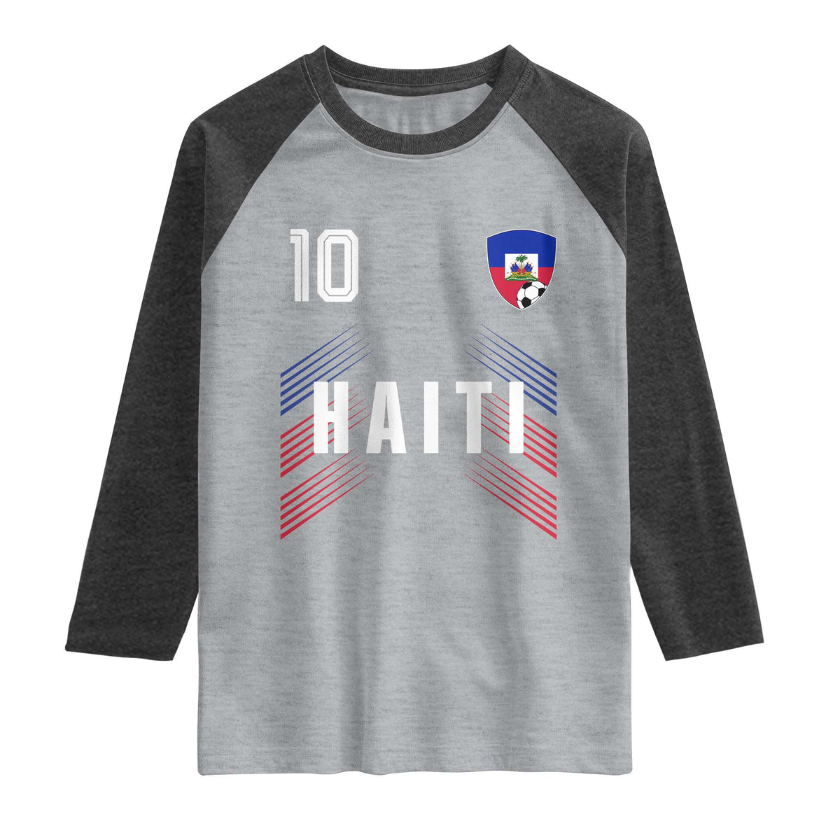 Haiti Soccer Sports Graphic Number 10 Jersey Style Raglan Shirt Proud Haitian Football Fans Game Day Pride