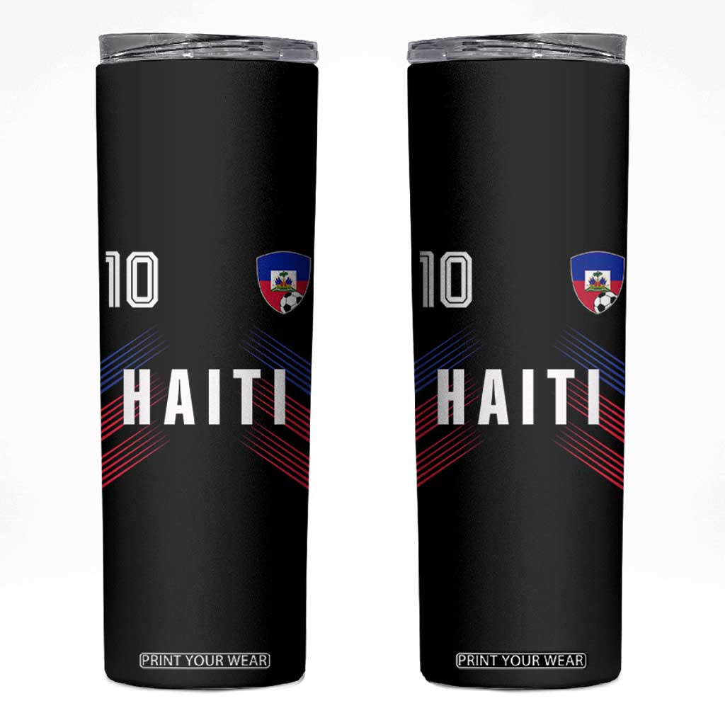 Haiti Soccer Sports Graphic Number 10 Jersey Style Skinny Tumbler Proud Haitian Football Fans Game Day Pride TS02 Black Print Your Wear