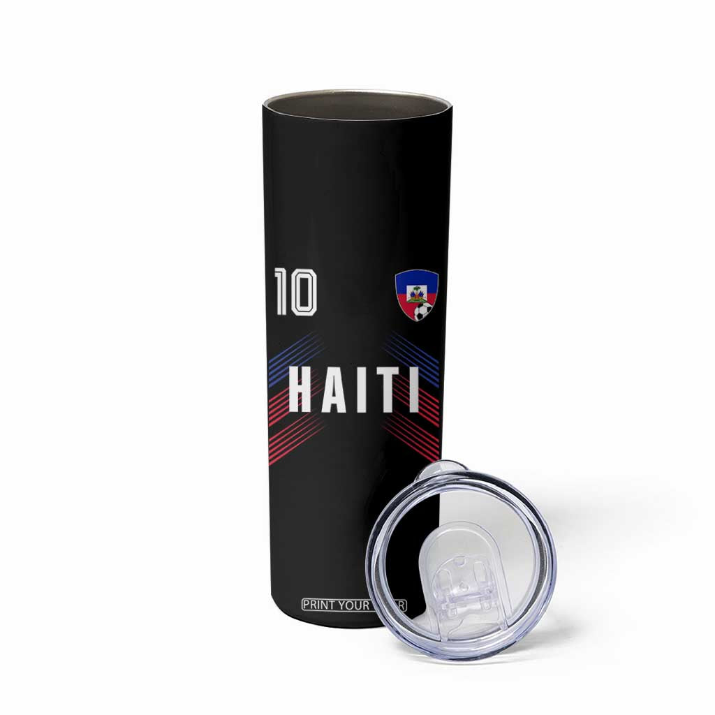 Haiti Soccer Sports Graphic Number 10 Jersey Style Skinny Tumbler Proud Haitian Football Fans Game Day Pride