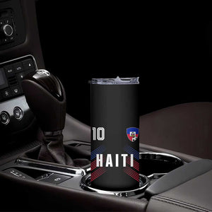 Haiti Soccer Sports Graphic Number 10 Jersey Style Skinny Tumbler Proud Haitian Football Fans Game Day Pride