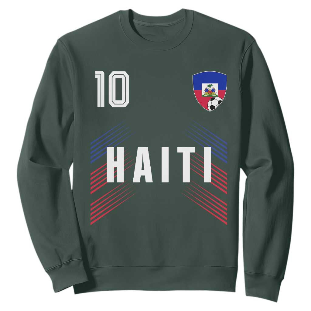 Haiti Soccer Sports Graphic Number 10 Jersey Style Sweatshirt Proud Haitian Football Fans Game Day Pride