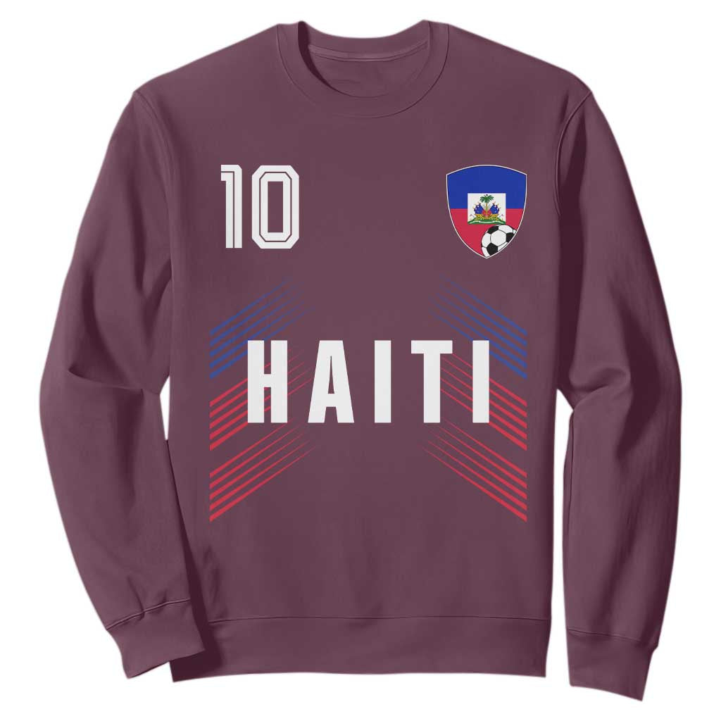 Haiti Soccer Sports Graphic Number 10 Jersey Style Sweatshirt Proud Haitian Football Fans Game Day Pride