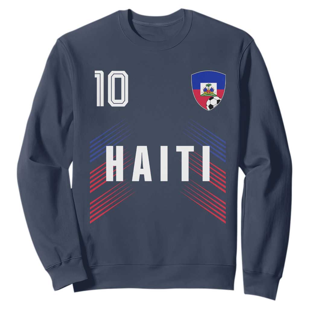 Haiti Soccer Sports Graphic Number 10 Jersey Style Sweatshirt Proud Haitian Football Fans Game Day Pride