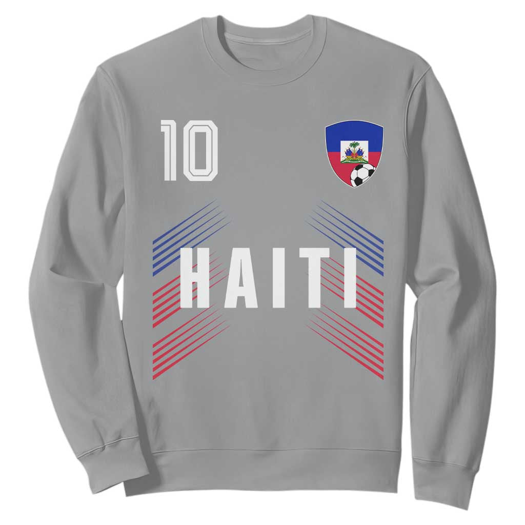 Haiti Soccer Sports Graphic Number 10 Jersey Style Sweatshirt Proud Haitian Football Fans Game Day Pride